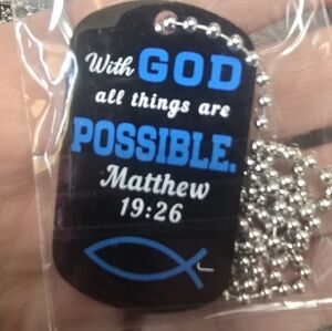 Black Religious Dog Tag Necklace